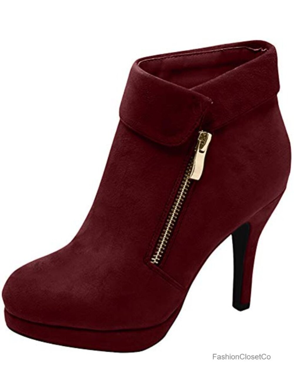 Vegan Leather Ankle Booties with Zippers & Tassels 4" Heel